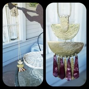 Retro Boho Chic Geometric Resin Statement Necklace Art Deco Jewelry